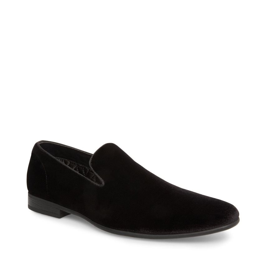 Black Steve Madden Laight Velvet Men's Loafers | PH 8947WAG